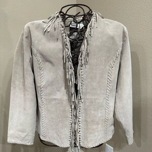 Women’s Chico design tan suede fringe jacket